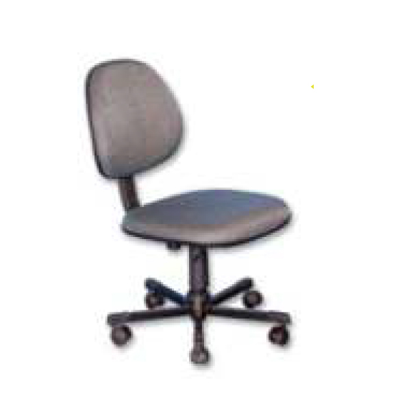 Aluguel de Cadeira giratório sem braço tipo secretária em assento e encosto nas cores azul e cinza